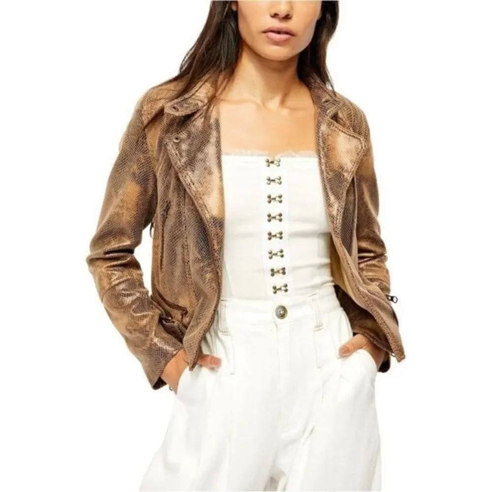 Free People NEW Faux Vegan-Leather Moto Jacket XS - Picture 1 of 7